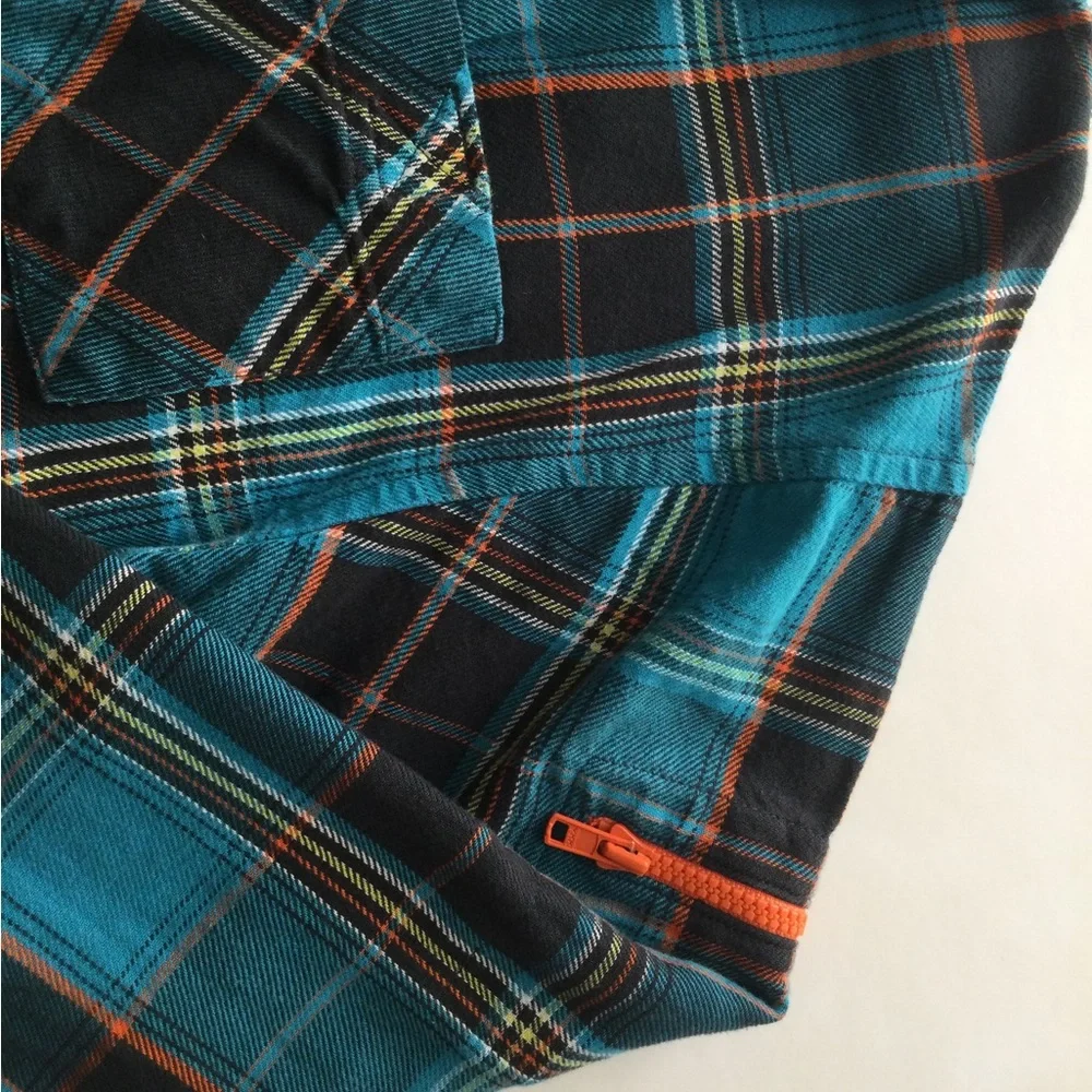 Gymboree Boys Teal and Black Plaid Snap Up Shirt